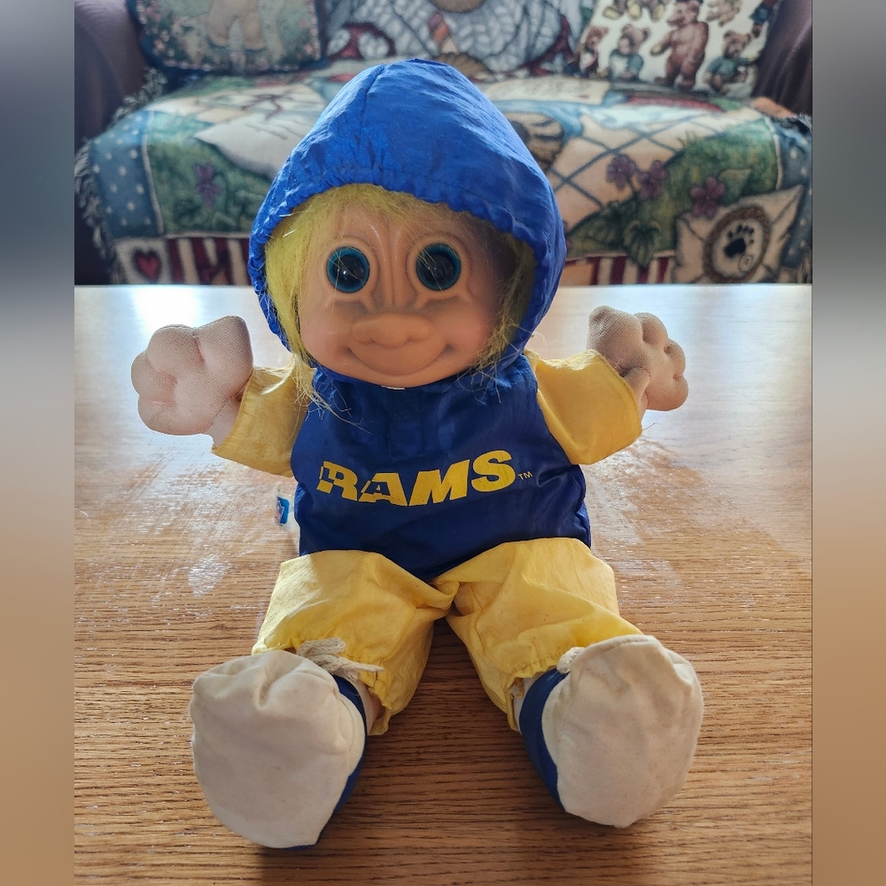 1980s Rams NFL Russ Berrie Brand  Blue and Yellow Stuffed Toy
